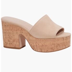 Kate Spade New York Ibiza Beige Slip On Platform Chunky Heel Cork Sandals Size 9